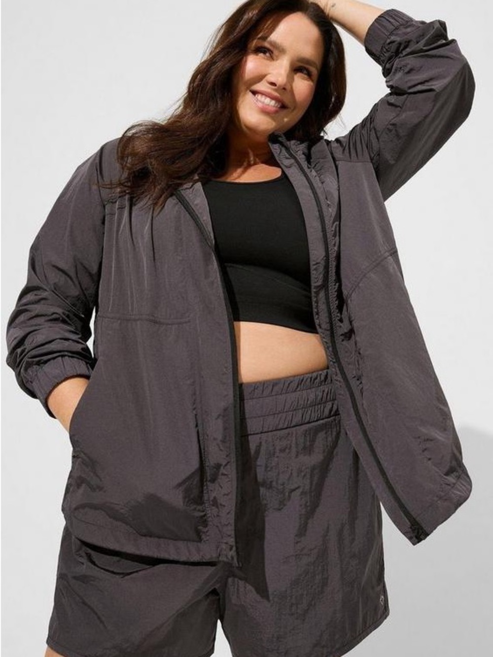 Torrid Happy Camper Satin Nylon Fanny Pack Active Jacket NWT